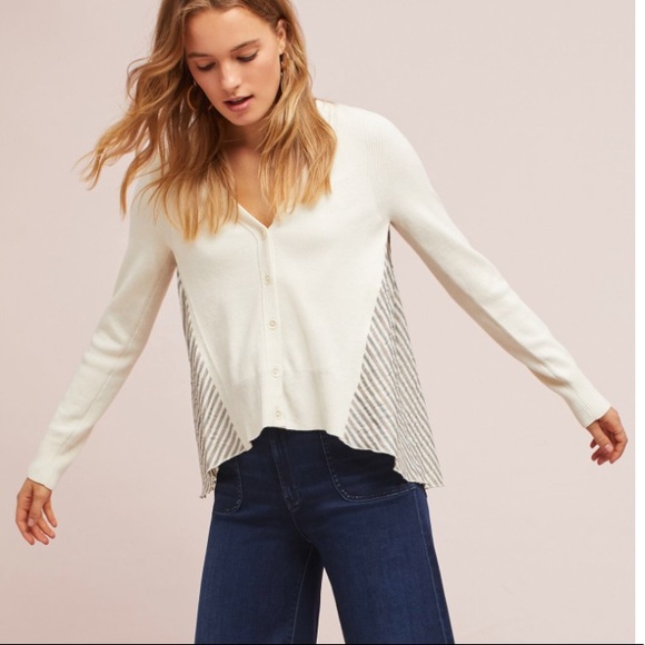 Anthropologie Sweaters - Anthropologie Moth Mixed Media Cream Cardigan